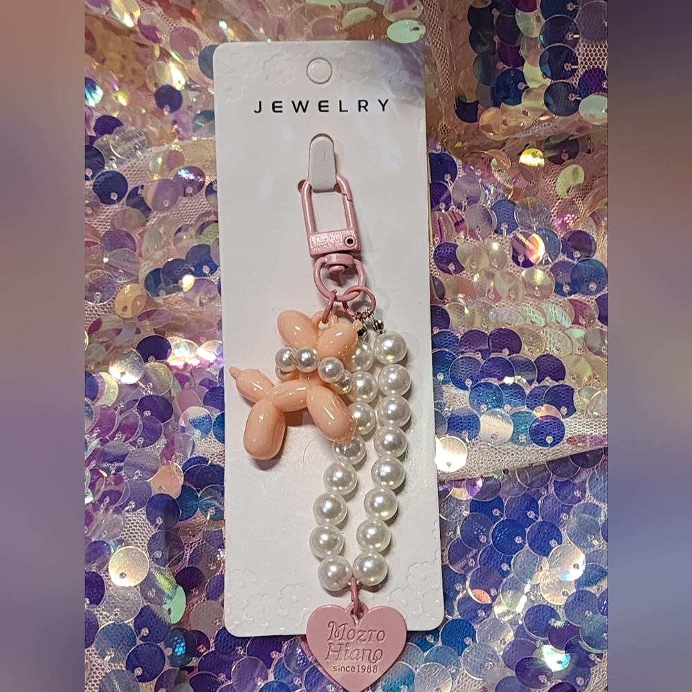 Balloon Dog Purse Charm Light Pink with Heart NEW